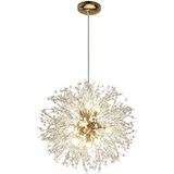 Lustre Pendente Luminária Flor Dente Leão 50cm G9x9 Dourado