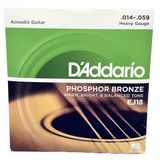 Cordas Aço D&#39;addario Phosphor Violão Ej18 Tensão 014 Bronze