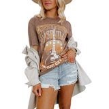 Camiseta Feminina Binshre, Música Country De Nashville, Marrom, Tamanho S