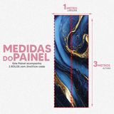 Papel De Parede Painel 3d Mármore Azul Com Dourado 1m