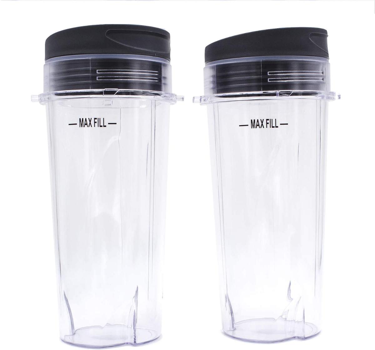 Replacement Blender Cup with Lid 2 Pack 16 Ounce Cups For Nutri Ninja Pro BL660 BL663CO BL740 BL770 BL770W BL771 BL773CO BL780 BL780CO Ninja