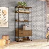 Guarda-roupa Closet Industrial Mital 2 Gv Conhaque E Preto 89 Cm