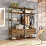 Guarda-roupa Closet Industrial Mital 4 Gv Conhaque E Preto 178 Cm