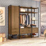 Guarda-roupa Closet Industrial Mital 1 Pt 6 Gv Conhaque E Preto