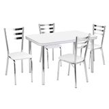 Conjunto De Mesa De Jantar Com 4 Cadeiras Gisele Branco E Cromado