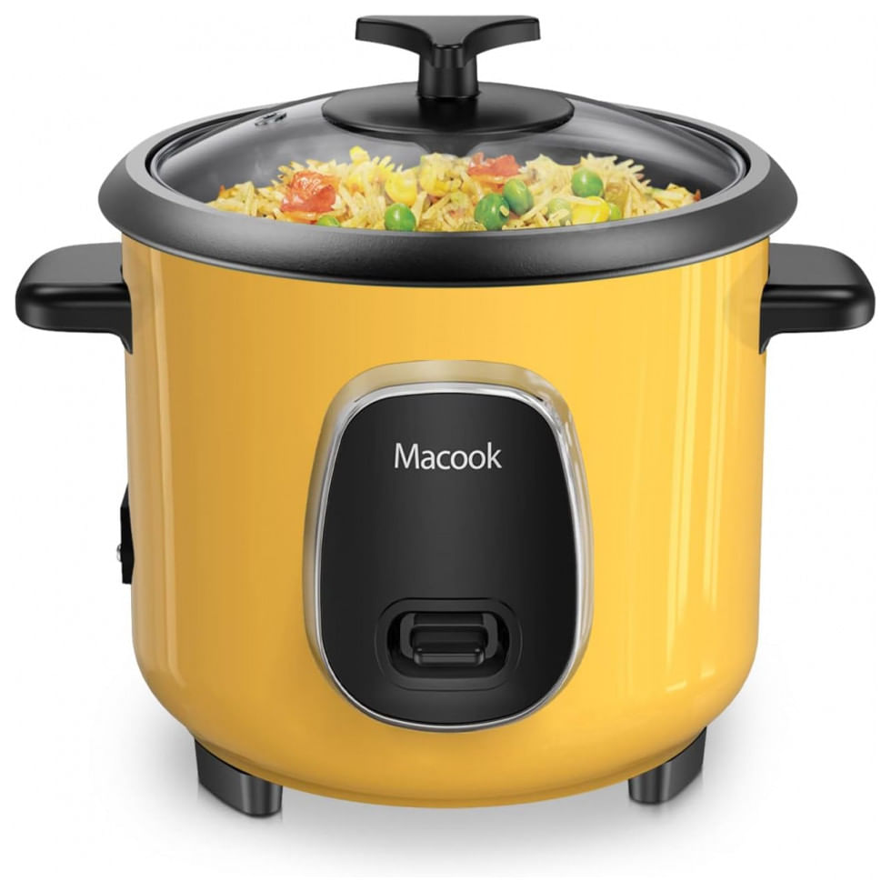 Panela De Arroz Elétrica 1,5l Com Cesto Antiaderente E Função Manter Aquecido, 110v, Macook, Amarela