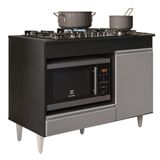 Balcão Multiuso Para Cooktop 4 Bocas Georgia Preto Cinza