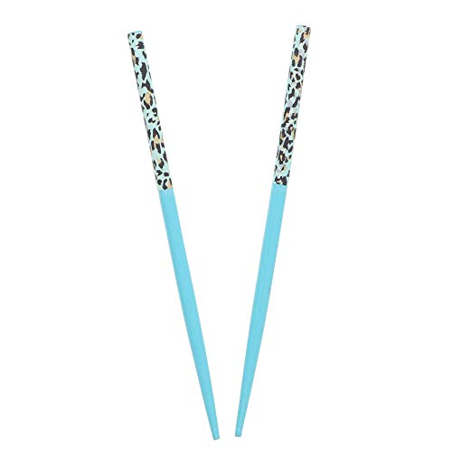 Madeira Animal Print Hair Sticks Para Mulheres - Teal