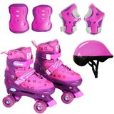 Patins Roller Star Rosa Com Kit De Proteção 38 Ao 41 Dm Toys