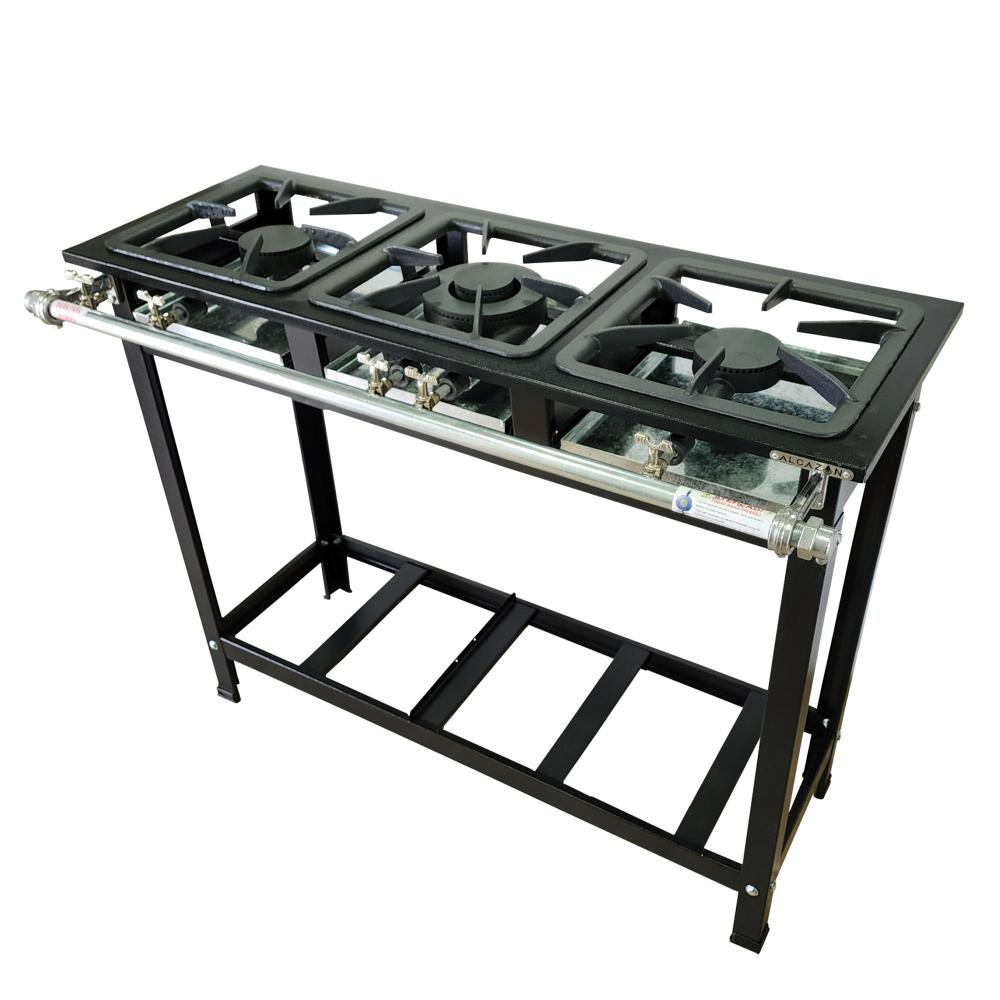 Fogão 3 Bocas Alcazon Baixa Pressão 30×30 Qd 2qs Preto – N/a – Acz-003