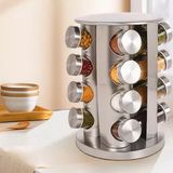 Potes Giratório De Tempero Inox/vidro Organize-se Eficiência