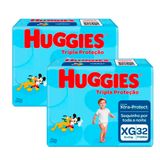 Kit 2 Fralda Huggies Tripla Proteção Mega Xg - Com 64 Tiras
