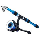 Kit De Pesca Portátil Molinete + Vara + Linha E Acessórios
