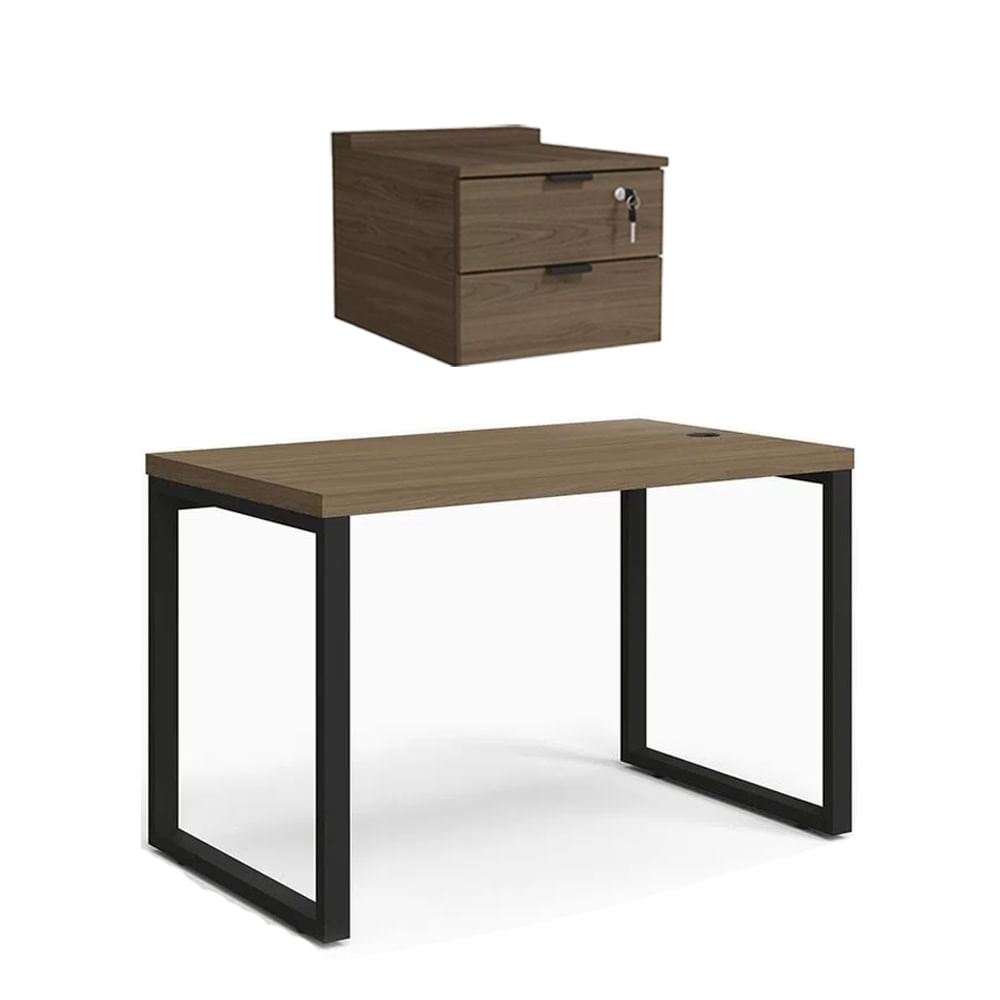 Mesa Com Gaveteiro Escritório Home Office 1,2m 2 Gavetas Kappesberg