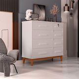 Cômoda Para Quarto 8 Gavetas Detroit Branco - Cor: Branco