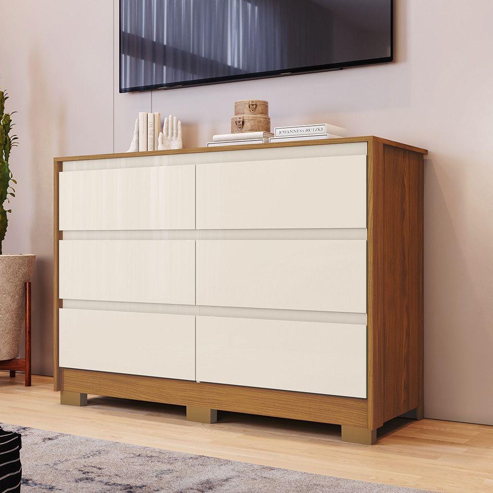 Cômoda 6 Gavetas Layla Casa 812 Nature com Off White