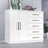 Comoda Madagascar 5 Gav 2 Portas C- Cabideiro Branco Branco