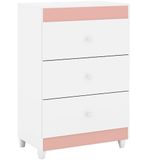 Comoda 3 Gavetas 93cm 4100 Branco Rosa Flex Plla Branco Rosa Flex