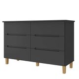 Comoda Logan 6 Gavetas Em Mdf Cor Preto 136 Cm - 73080