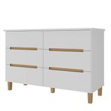 Comoda Logan 6 Gavetas Em Mdf Cor Branco E Olmo 136 Cm - 73078