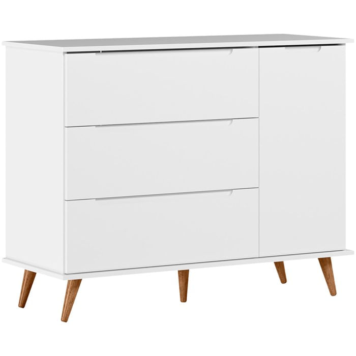 Comoda Retro 3 Gavetas Mdf 4300 Branco Acetinado Plla