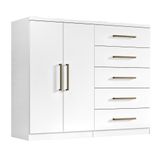 Comoda Madagascar 5 Gav 2 Portas C/ Cabideiro  Branco