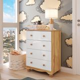 Cômoda De Bebê Com 4 Gavetas 100% Mdf Mimo Branco Brilho/amêndoa