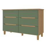 Comoda Logan 6 Gavetas Em Mdf Cor Olmo E Verde 136 Cm - 72413