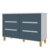 Comoda Logan 6 Gavetas Em Mdf Cor Branco E Azul 136 Cm - 72948