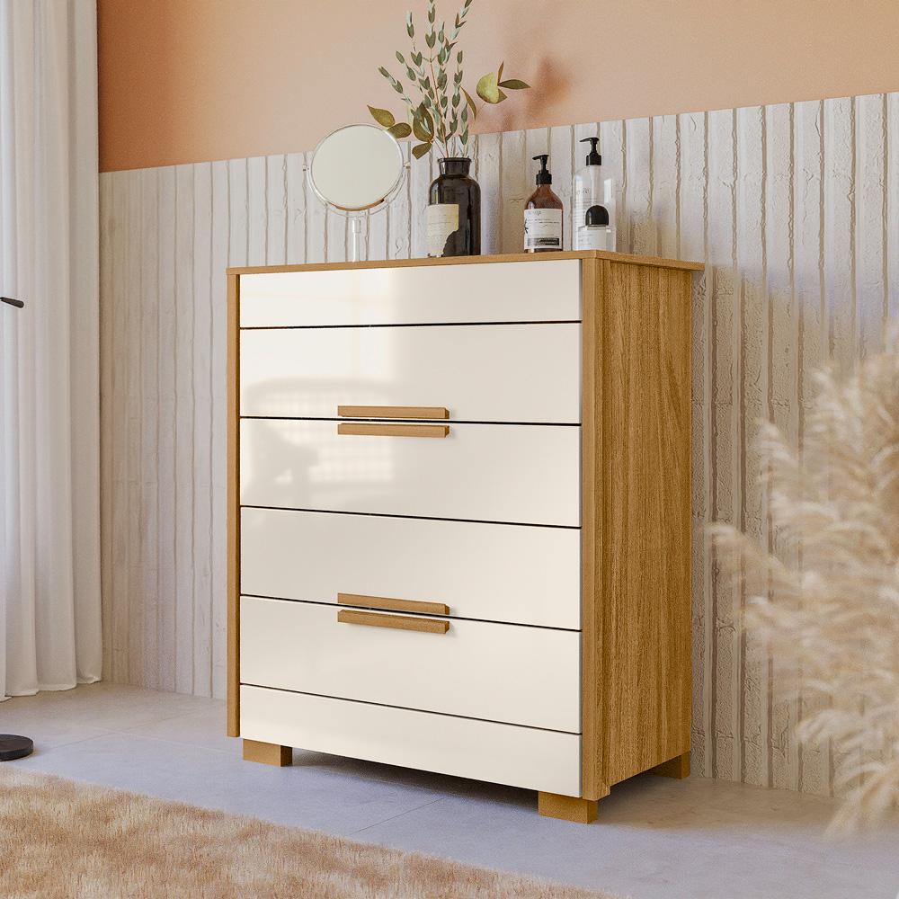 Cômoda Com 4 Gavetas Dhara - Freijo / Off White