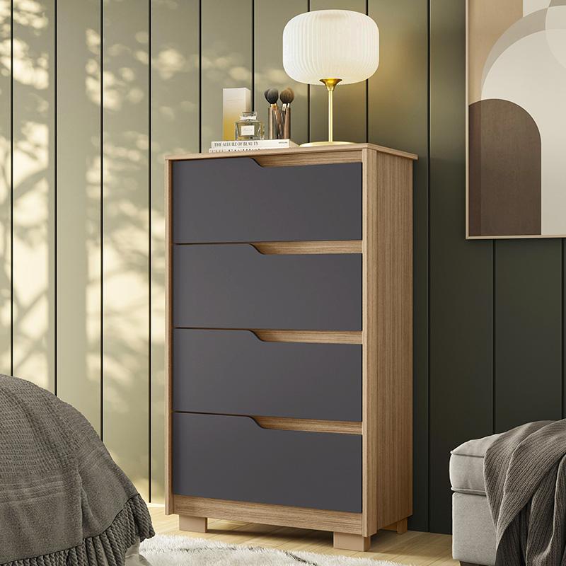 Cômoda Quarto Sole Com 4 Gavetas E Pés  Nature/titanium