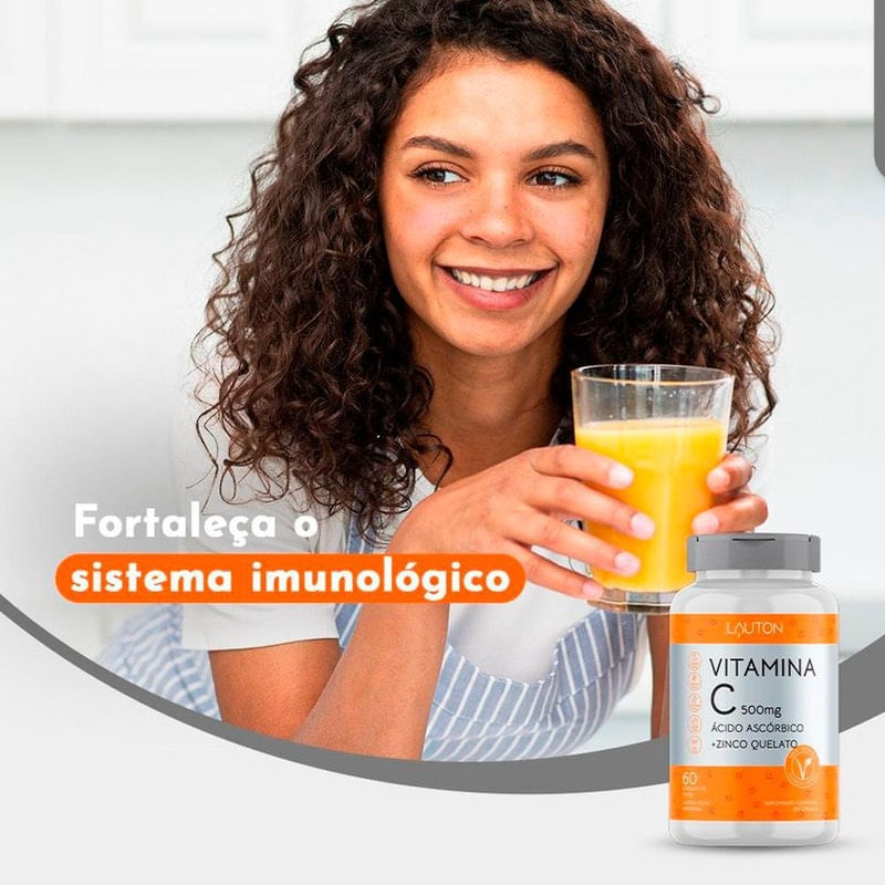 Vitamina C Com Zinco - 60 Cápsulas - Lauton..60 cápsulas..A