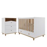 Jogo De Quarto Infantil Cômoda Casinha 3 Gavetas E Berço Americano Candy Branco/nature - Permóbili Baby