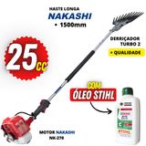 Mãozinha Mecânica De Café Nakashi Com Motor Nk-270 Á Gasolina Garra Turbo 2 E Braço Longo De 1500mm + 01 Óleo Castrol Stihl Lubrificante 2 Tempos