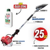 Mãozinha De Café Nakashi Com Haste De 1100mm Motor Nakashi Nk-270 25cc Á Gasolina 2t E Kit Turbo 2 Garra Forte + 01 Óleo Castrol Stihl 2 Tempos 500ml