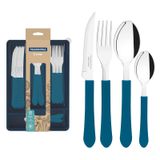 Faqueiro Leme Tramontina Inox Azul 25 Peças Com Gaveteiro