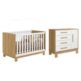 Jogo De Quarto Infantil Q Encanto Slim Cômoda E Berço Mini Cama Freijó/branco Acetinado - Qmovi