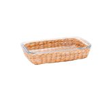 Travessa Retang Vidro Boro Suporte Rattan 27 Cm Mimo Style