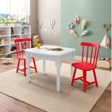 Mesa Infantil Com 2 Cadeiras Mariah Madeira Maciça E Laca Casatema Branco/vermelho