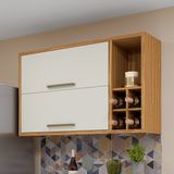 Armário Aéreo De Cozinha 120cm Com 2 Portas Basculantes 100% Mdf Vicenza Amêndoa/off White