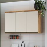 Armário Aéreo De Cozinha 120cm Com 3 Portas 100% Mdf Madri Espresso Móveis Amêndoa/off White