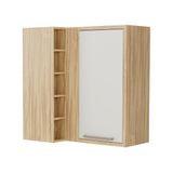 Armário Aéreo De Cozinha Canto Reto Com 1 Porta E Mini Adega 100% Mdf Vicenza Espresso Móveis Amêndoa/off White