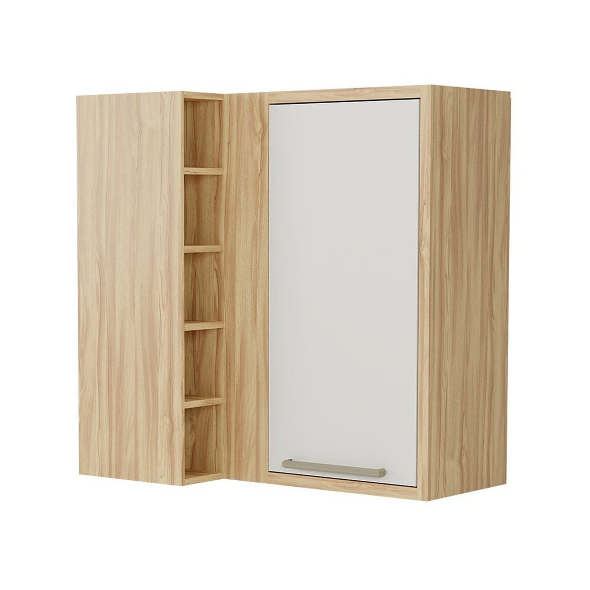 Armário Aéreo De Cozinha Canto Reto Com 1 Porta E Mini Adega 100% Mdf Vicenza Espresso Móveis Amêndoa/off White