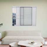 Janela Veneziana De Alumínio 3 Folhas 100 X 150cm Com Grade Linha Modular Branco