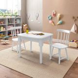 Mesa Infantil Com 2 Cadeiras Mariah Madeira Maciça E Laca Casatema Branco