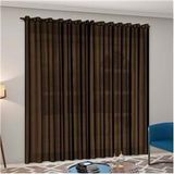 Cortina Sala Quarto Em Tecido Voal Liso Marrom 3,00x2,20m