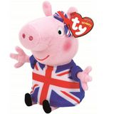 Brinquedo Peppa Pig Bicho De Pelúcia Ty Union Jack 20cm