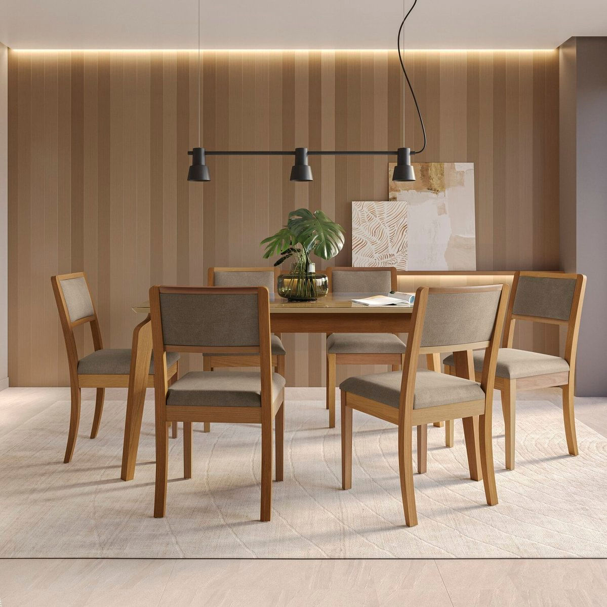 Conjunto Para Sala De Jantar Com Mesa Petra E 6 Cadeiras  Fendi