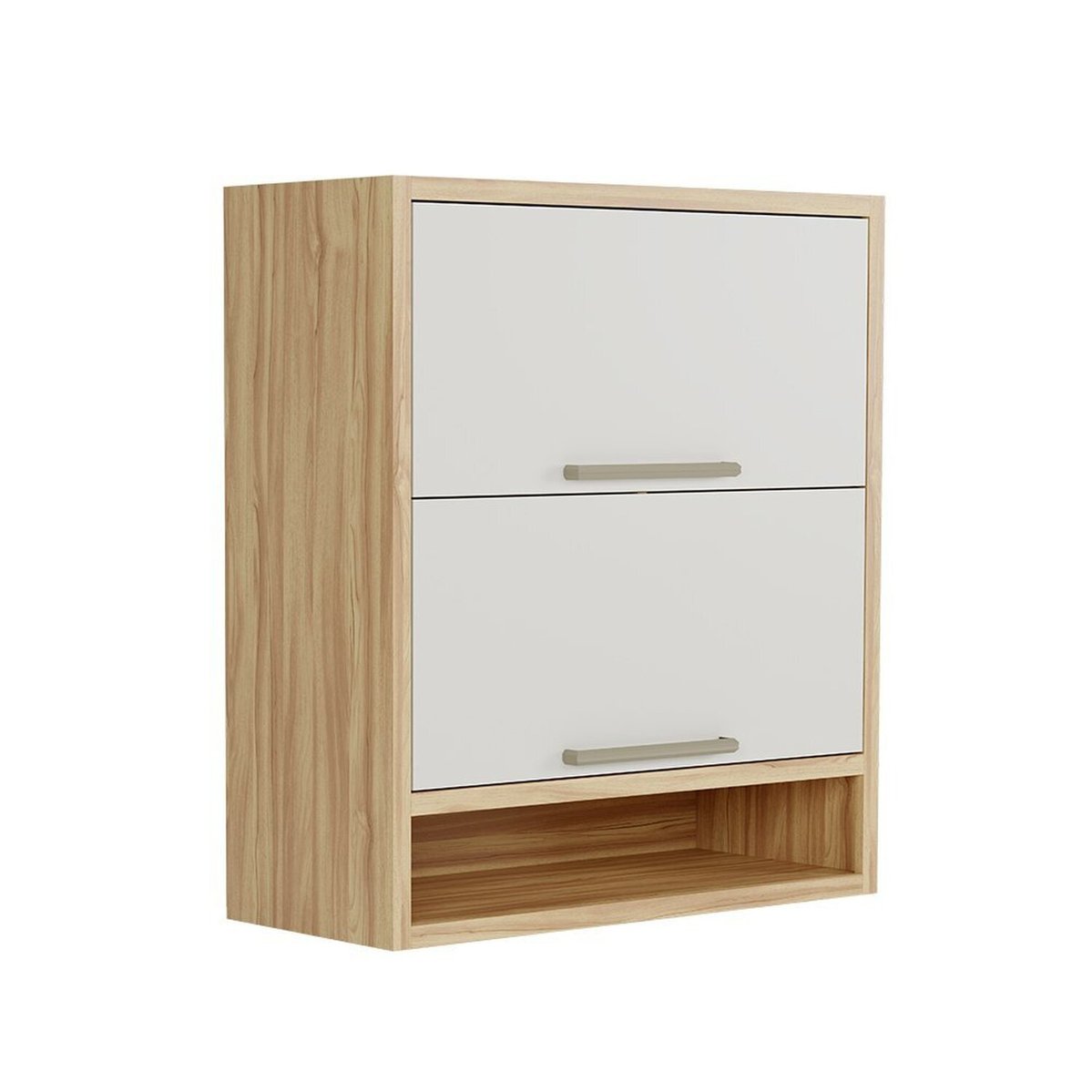 Armário Aéreo De Cozinha 80cm Com 2 Portas Basculantes E Nicho 100% Mdf Vicenza espresso Móveis Amêndoa/off White