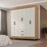 Guarda-roupa Casal 6 Portas 2 Gavetas Lite Nature/off White